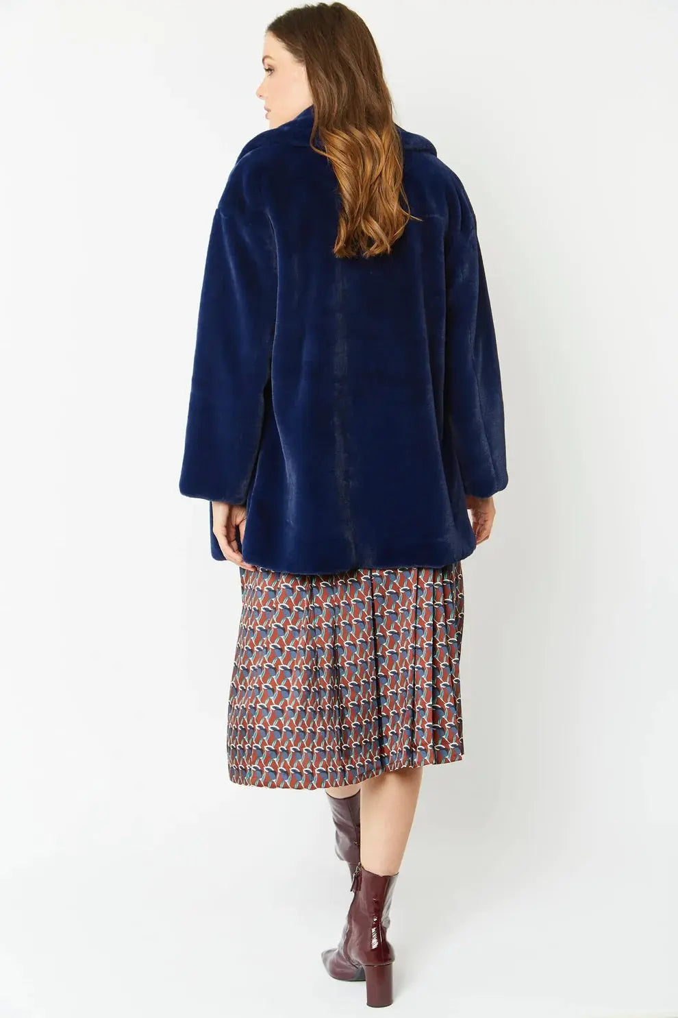 Blue Faux Fur Midi Coat-3