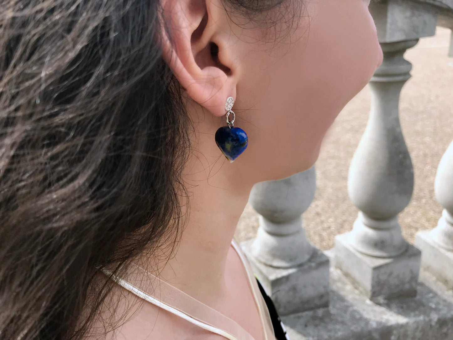 Blue Gemstone Heart Earrings - Memoriex