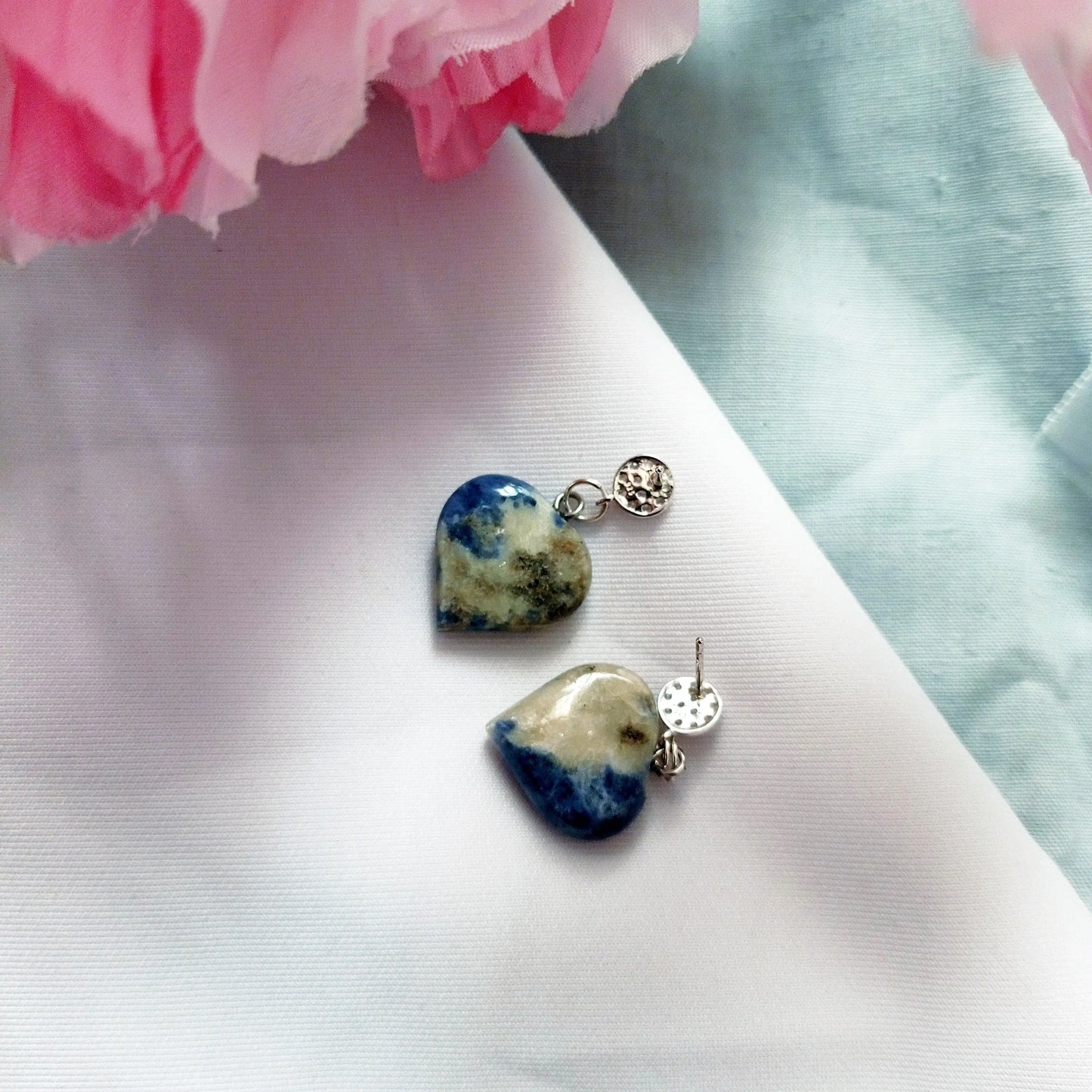 Blue Gemstone Heart Earrings - Memoriex