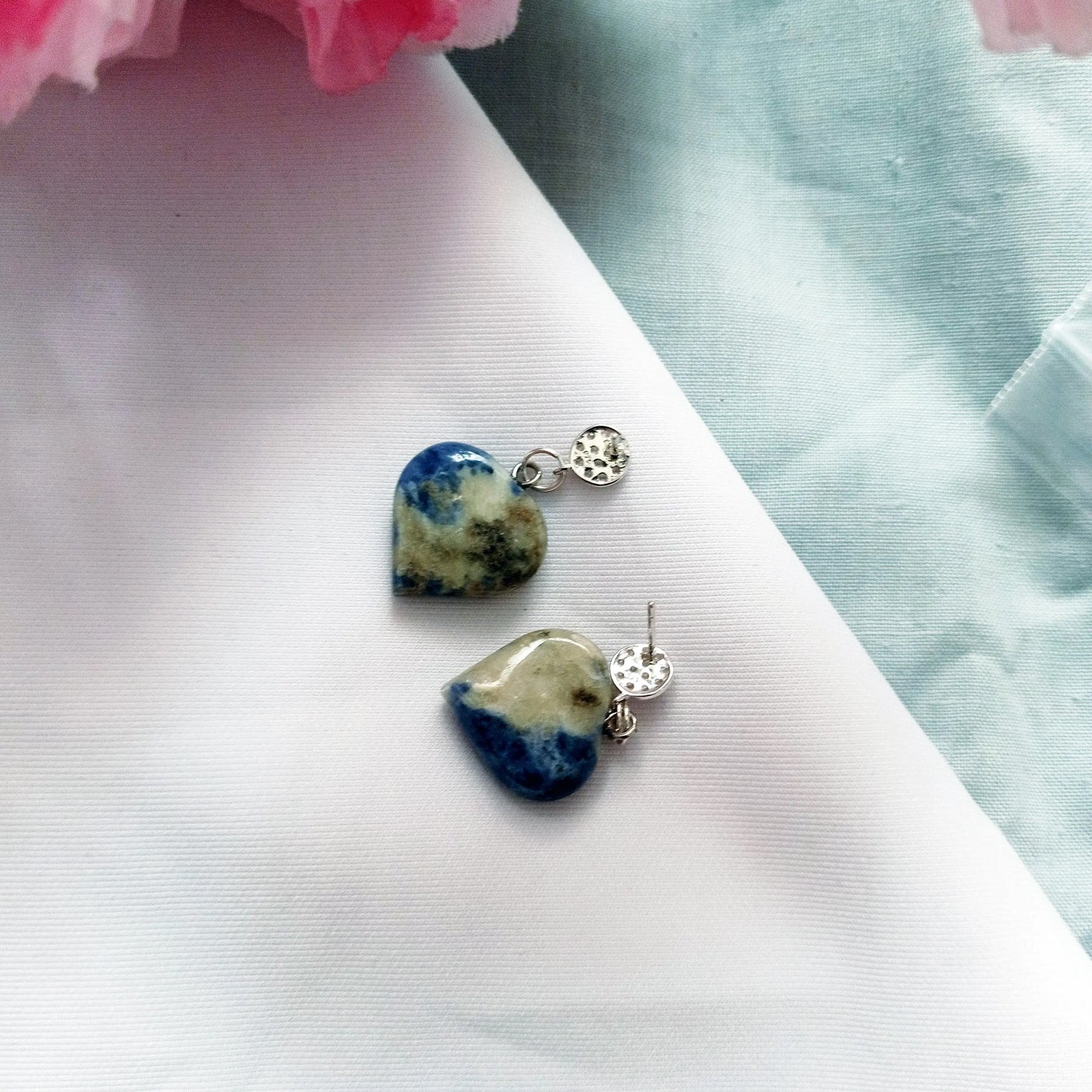 Blue Gemstone Heart Earrings - Memoriex