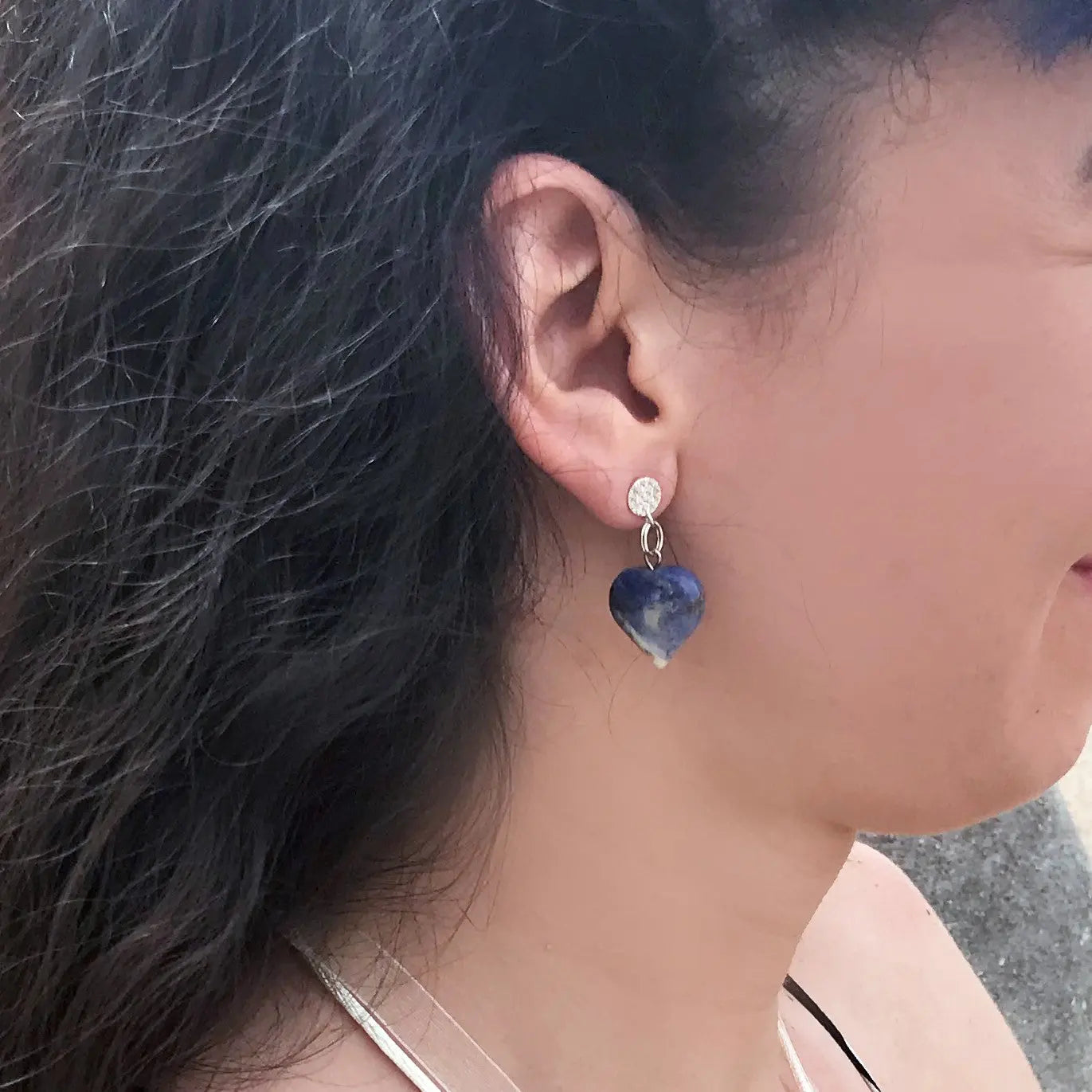 Blue Gemstone Heart Earrings - Memoriex