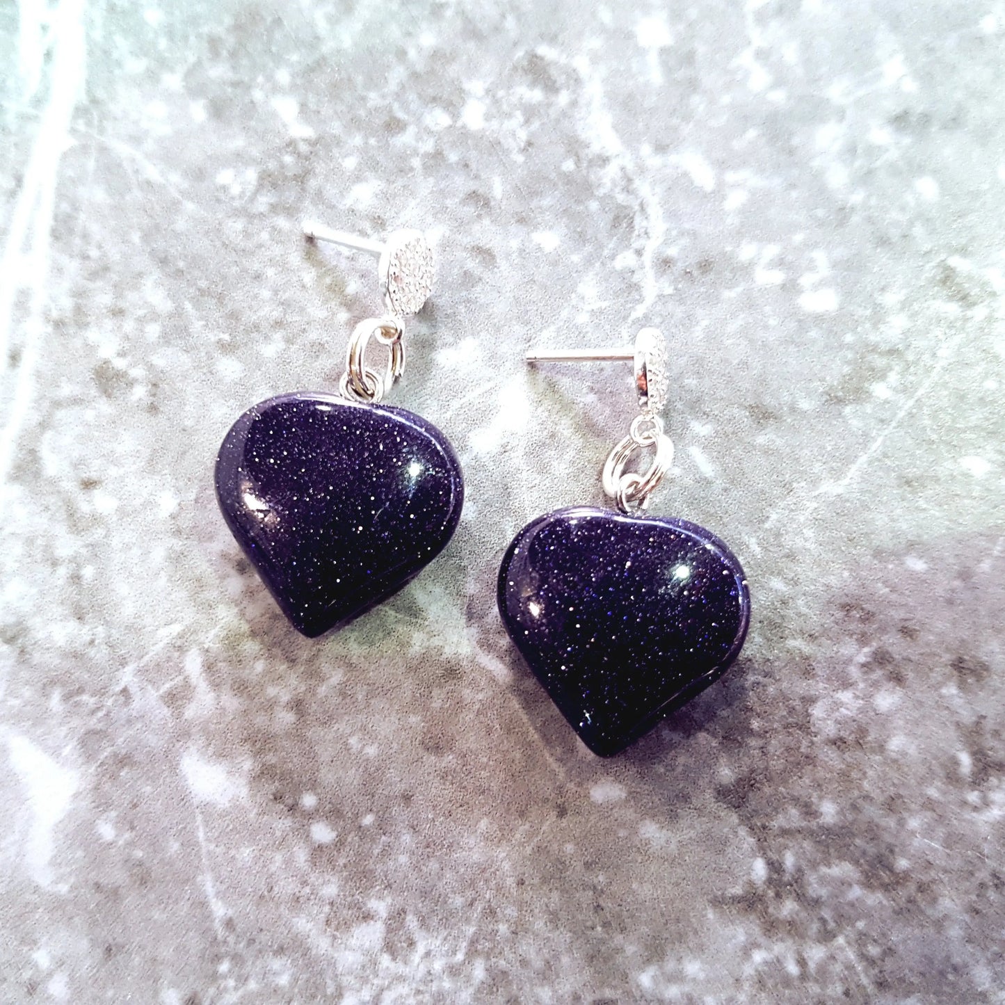 Blue Goldstone Cubic Zirconia Stud Earrings - Memoriex