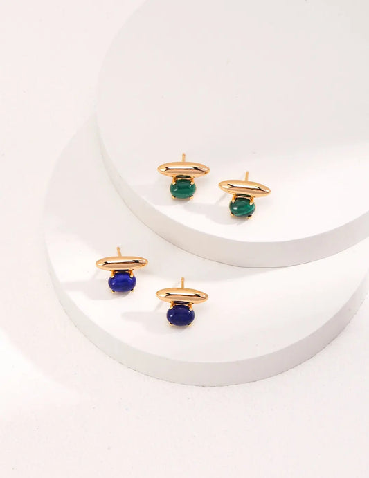 Blue Lapis Lazuli Stud Earrings - Memoriex