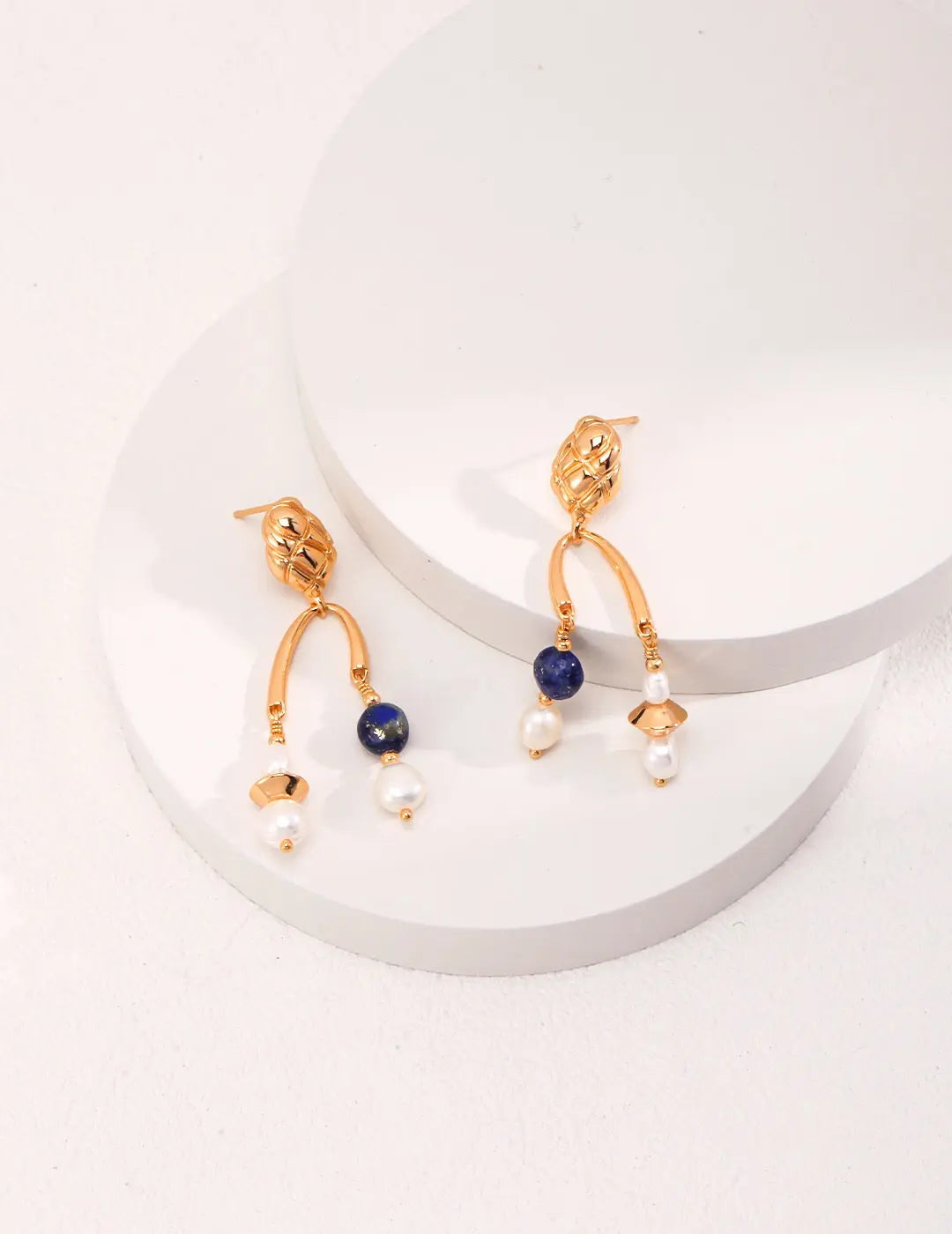 Blue Lapis lazuli Freshwater Pearl Earrings - Memoriex