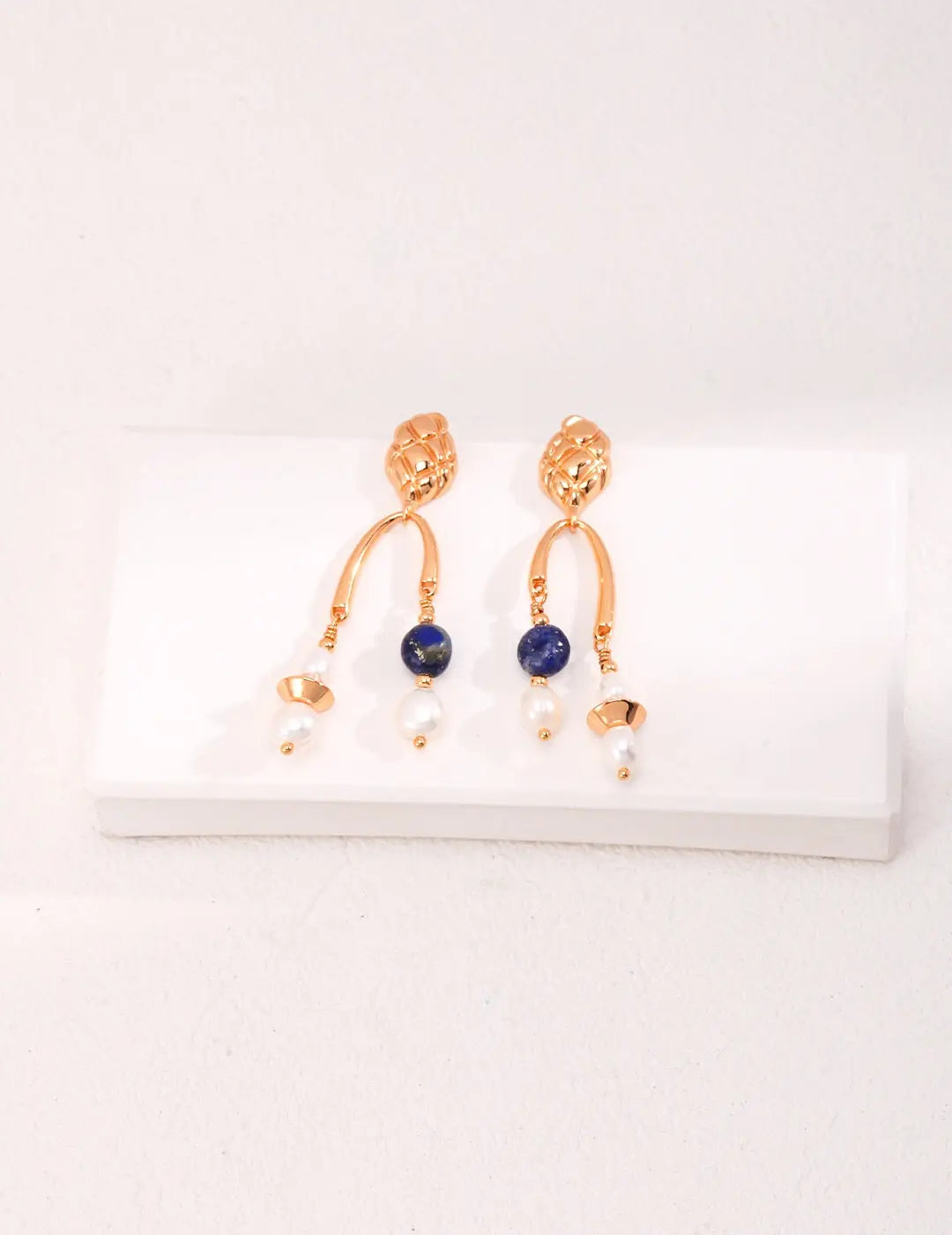 Blue Lapis lazuli Freshwater Pearl Earrings - Memoriex