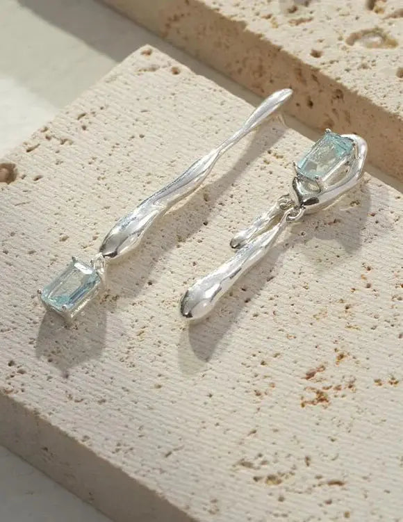 Blue Topaz Drop Earrings-0