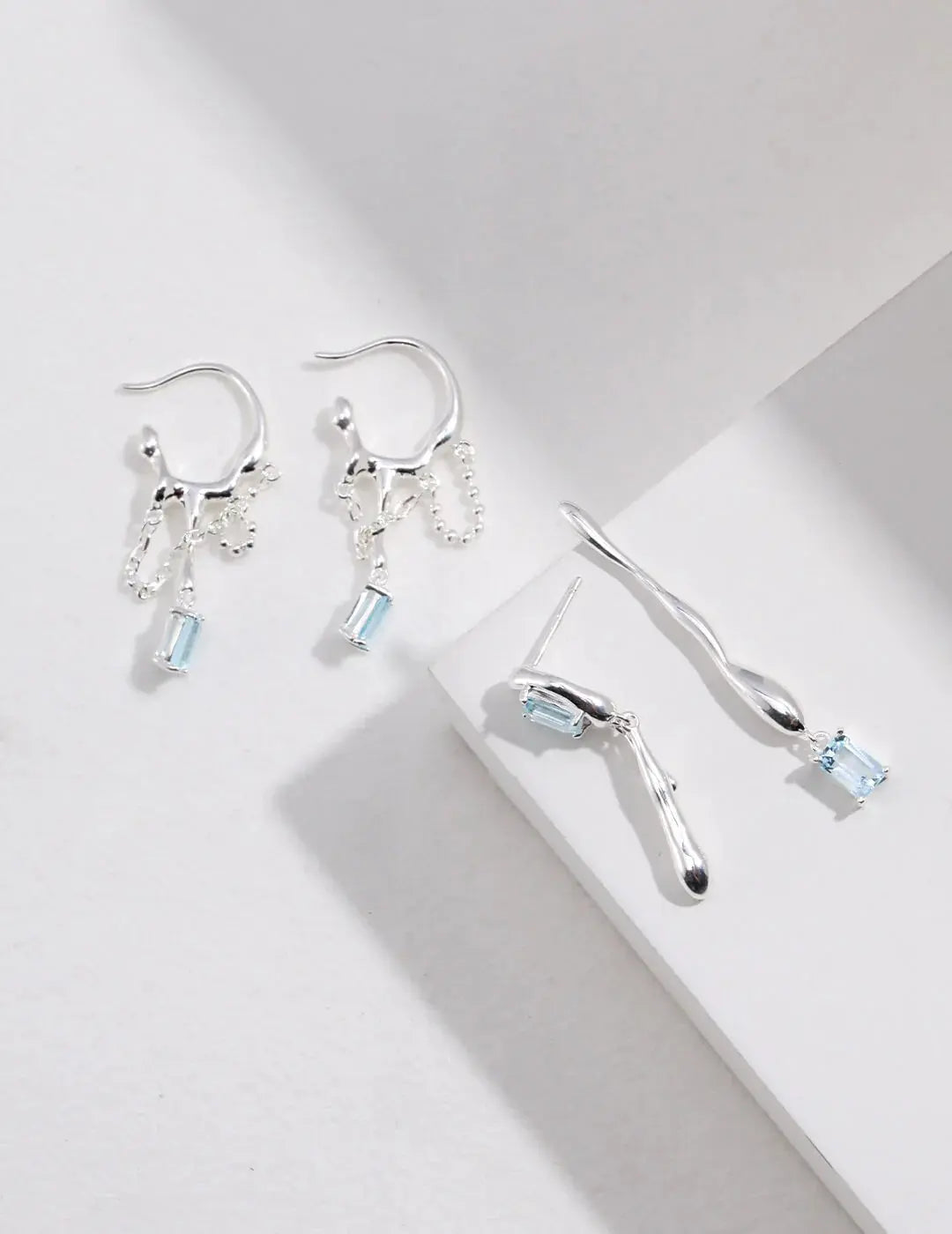 Blue Topaz Drop Earrings-3