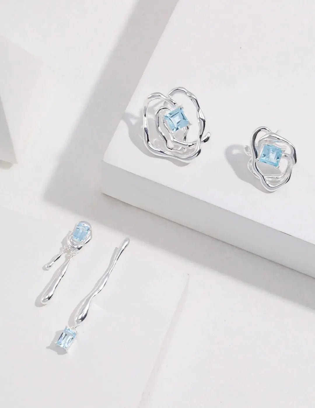 Blue Topaz Drop Earrings-4