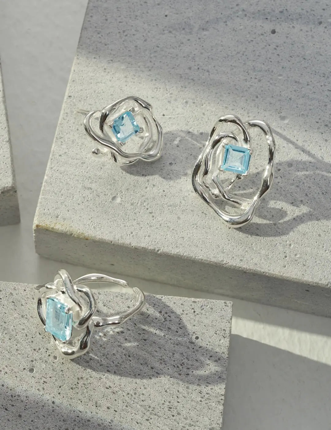 Blue Topaz Statement Earrings-2