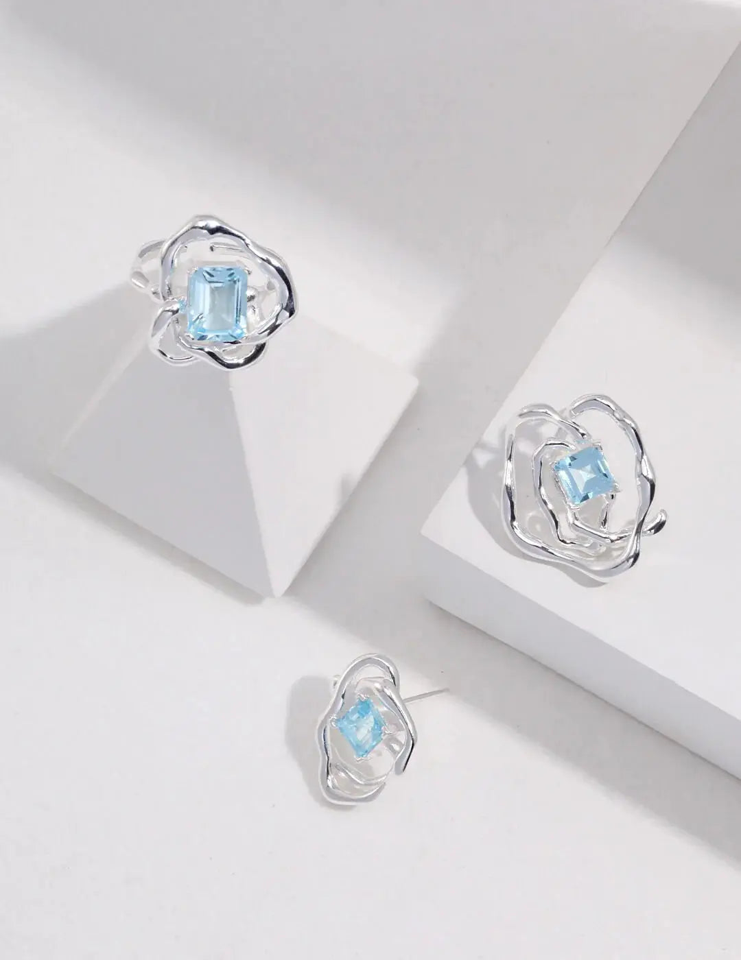 Blue Topaz Statement Earrings-3