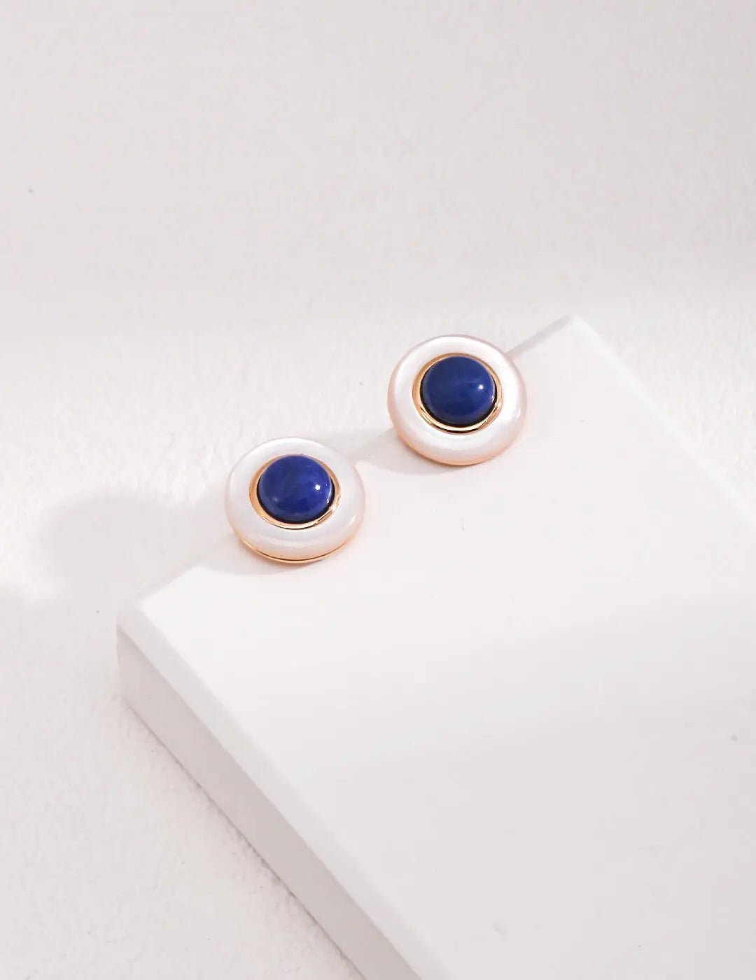 Blue and White Lapis Lazuli Earrings-0