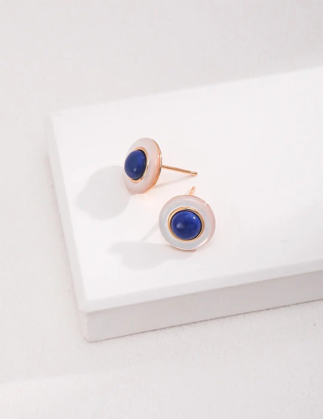 Blue and White Lapis Lazuli Earrings-1