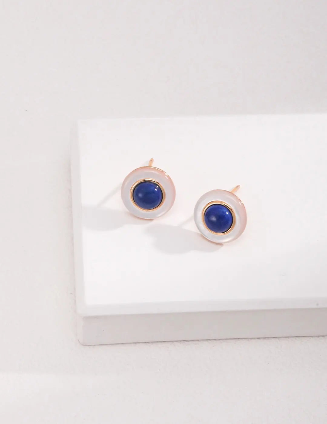 Blue and White Lapis Lazuli Earrings-3