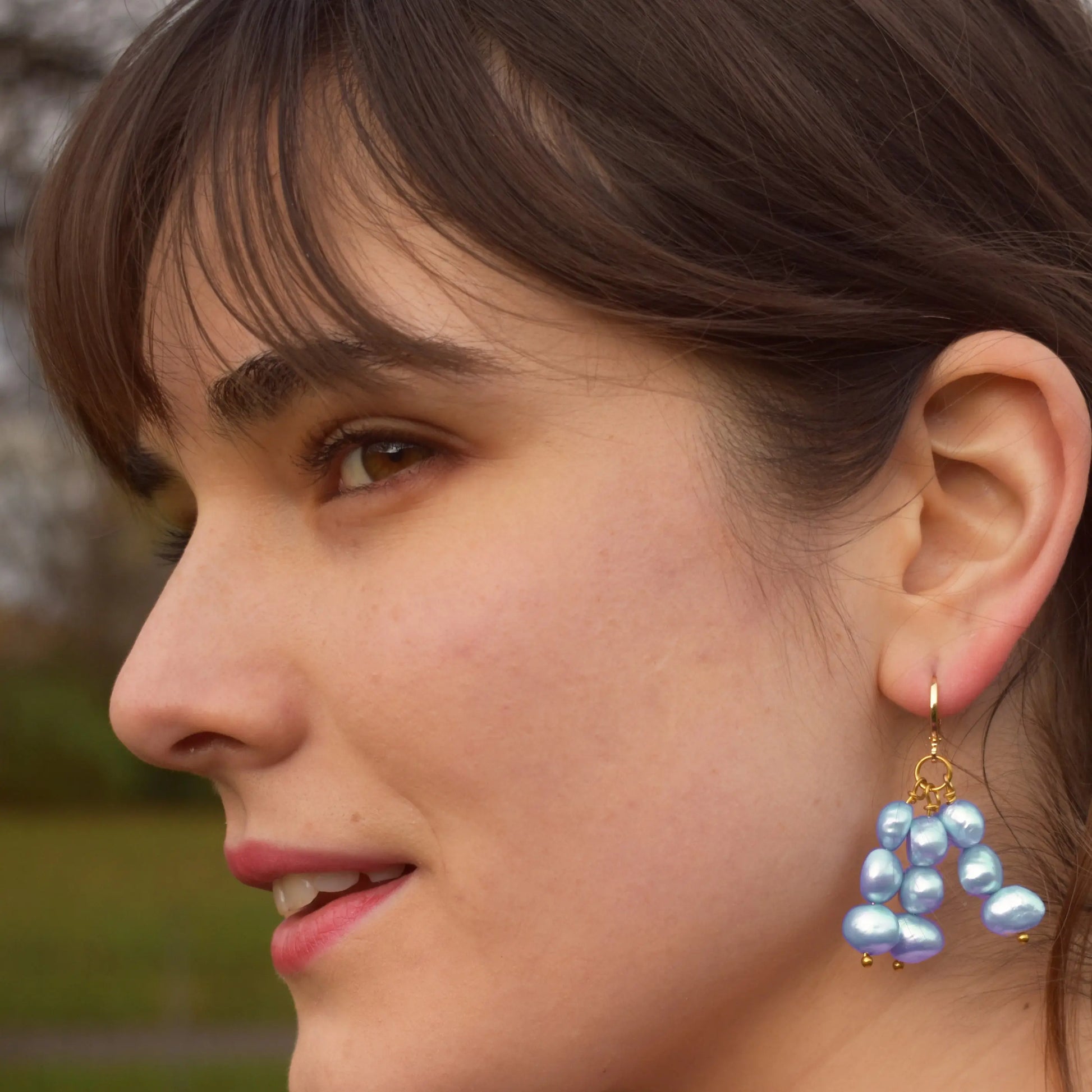 Blue freshwater pearl earrings - Memoriex