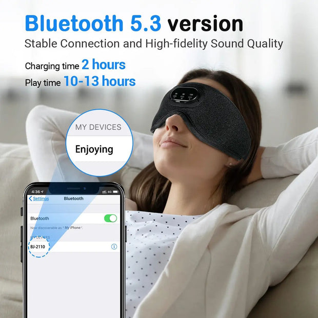 Bluetooth White Noise Milk Silk 3D Eye Socket Full Blackout Breathable Smart Music Sleep Mask - Memoriex 