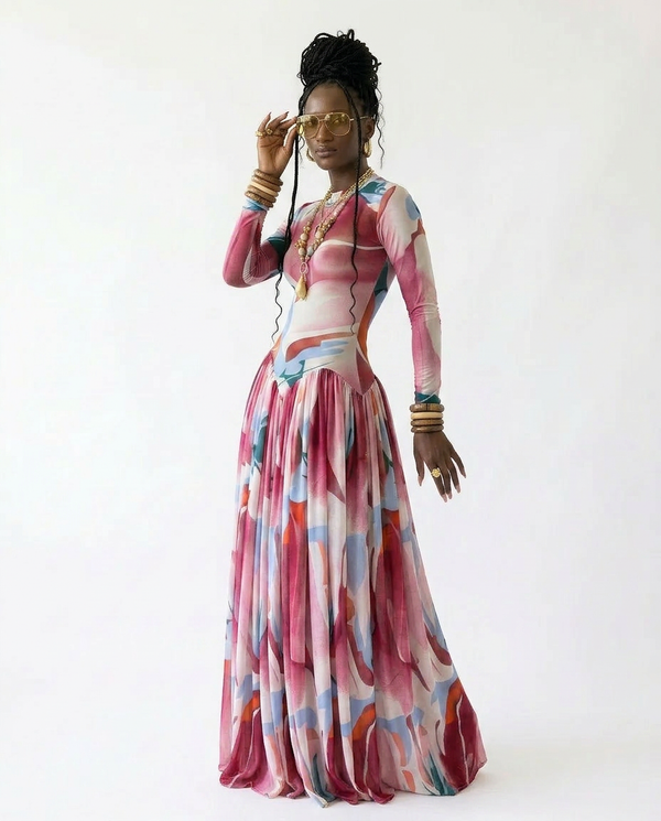 Abundant Printed Pleated Maxi Dress-0