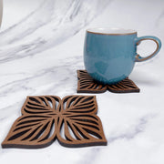 Botanical Upcycled Teak Wood Coasters - Set of 2 or 4 - Memoriex 