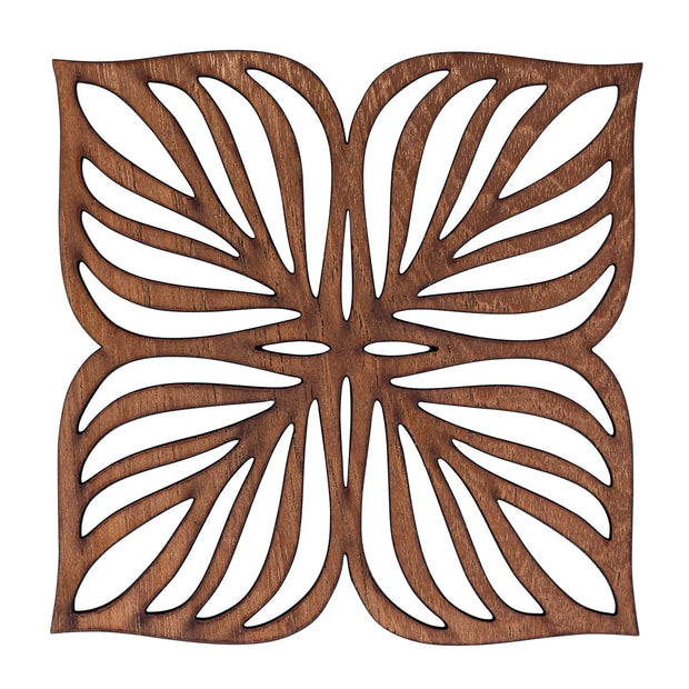 Botanical Upcycled Teak Wood Coasters - Set of 2 or 4 - Memoriex 