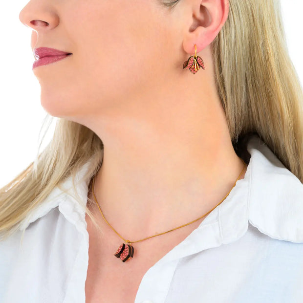 Bougainvillea Reclaimed Wood Necklace-2