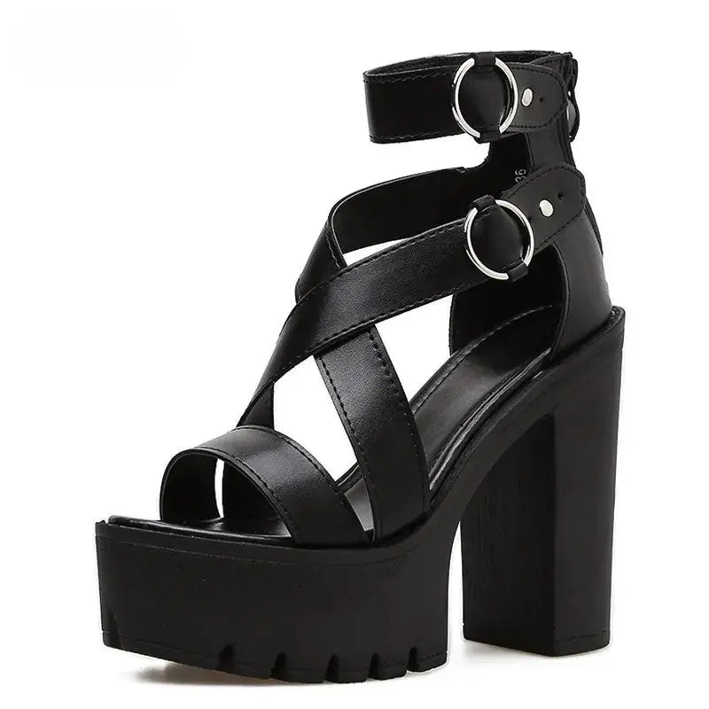 Bound Strappy Buckle Platform Heel-0