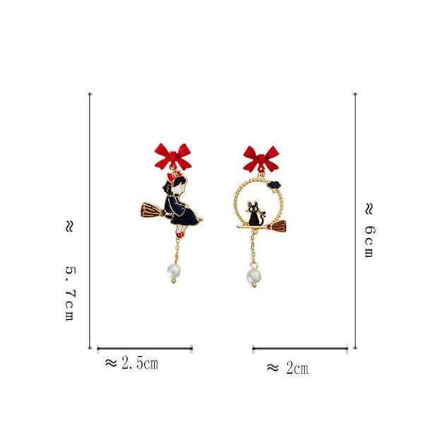 Bow cartoon character cat earrings, personalized and creative street photography drip oil earrings - Memoriex 