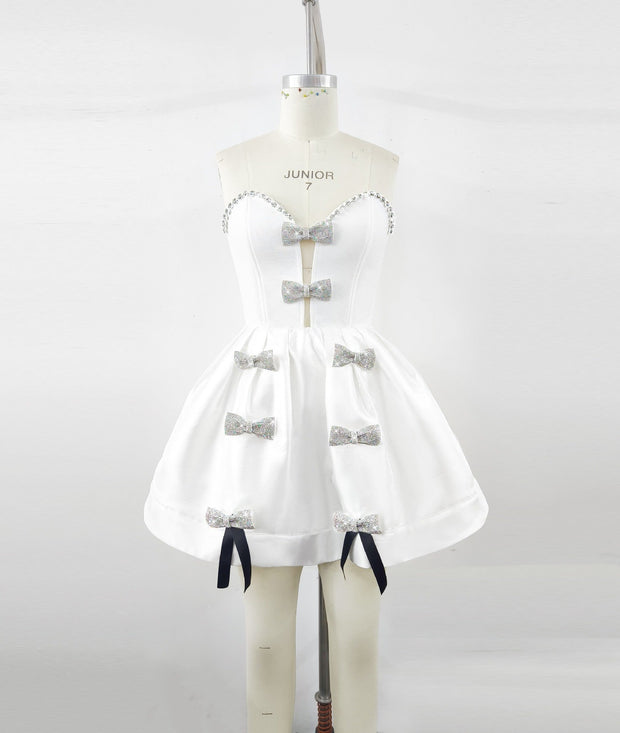 Bowknot Diamond Birthday Party Formal Dress Party Bandage One-piece Dress - Memoriex 