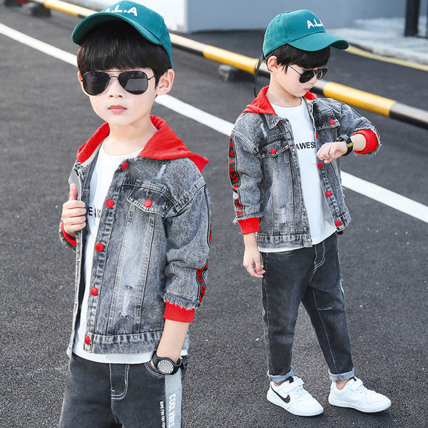 Boy's Denim Jacket Spring Autumn Hoodie - Memoriex 