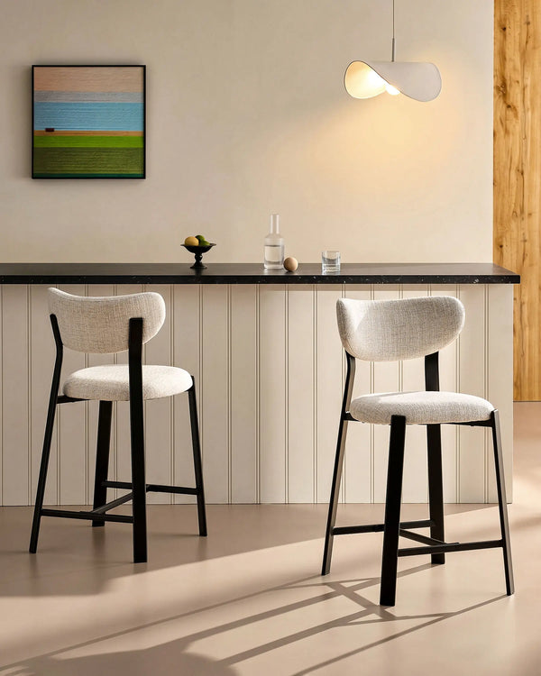 Bramley White Linen Blend Bar Stools [65cm][Set of 2]-0