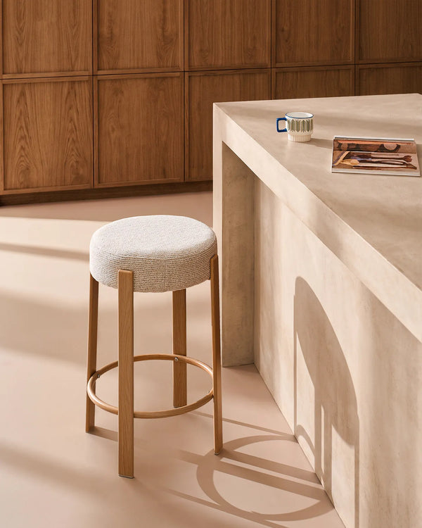 Bramley Cream Chenille Backless Bar Stools [65cm] [Pre-Order]-0