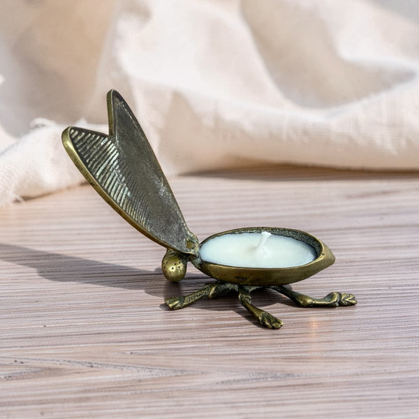 Repurposed Vintage Brass Bug Box Candle - Soft Sandalwood-0