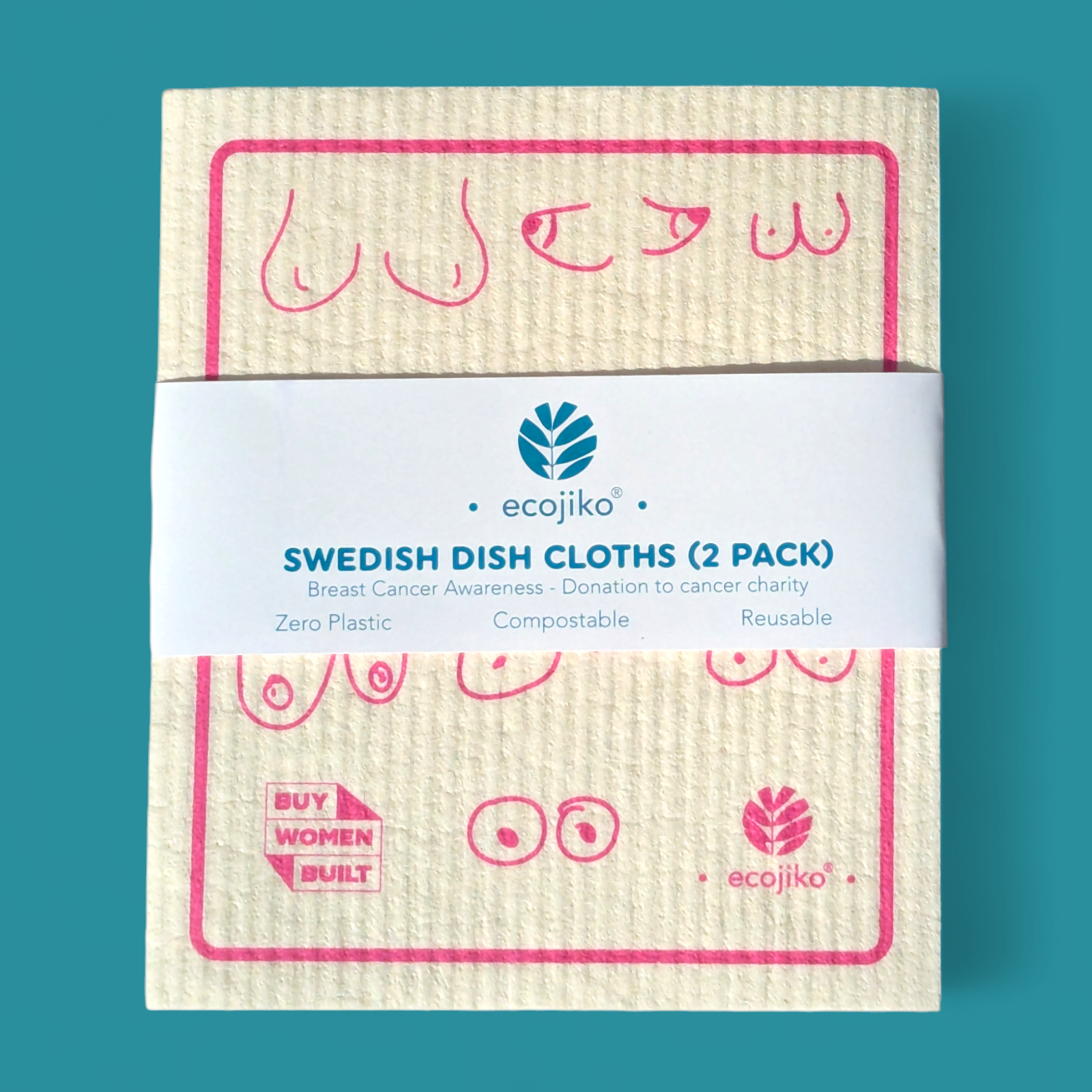 Swedish Dish Cloths | Breast Cancer Awareness Dish Cloths (2 pack)-1