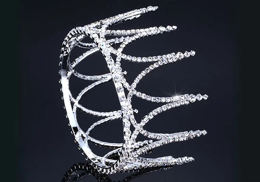 Bridal Pageant Crystal Medium Size Full Circle Round Tiara Crown XT1712-1