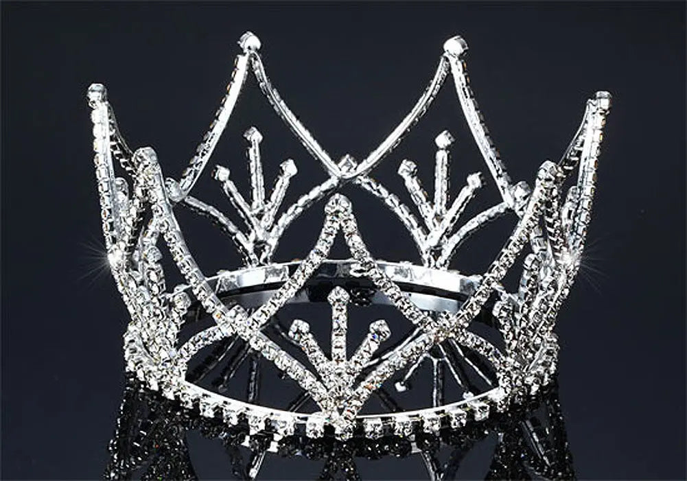 Bridal Pageant Crystal Medium Size Full Circle Round Tiara Crown XT1713-0