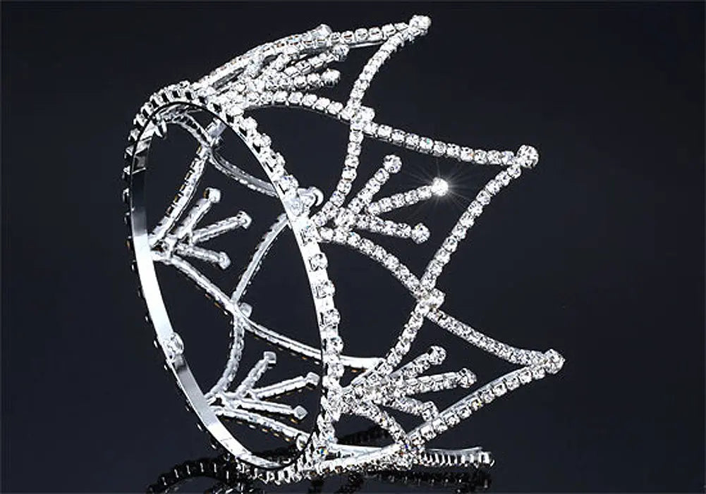 Bridal Pageant Crystal Medium Size Full Circle Round Tiara Crown XT1713-1