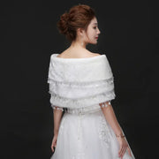 Bridal Plush Shawl Wedding Dress Winter Warm Three-layer Tassel Shawl - Memoriex 