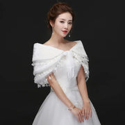 Bridal Plush Shawl Wedding Dress Winter Warm Three-layer Tassel Shawl - Memoriex 
