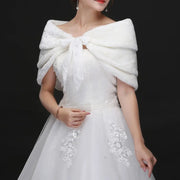 Bridal Plush Shawl Wedding Dress Winter Warm Three-layer Tassel Shawl - Memoriex 