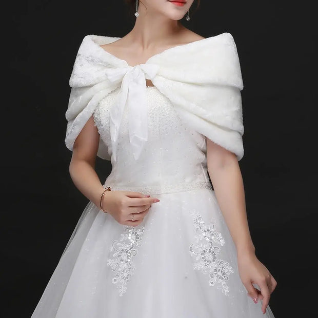 Bridal Plush Shawl Wedding Dress Winter Warm Three-layer Tassel Shawl - Memoriex 