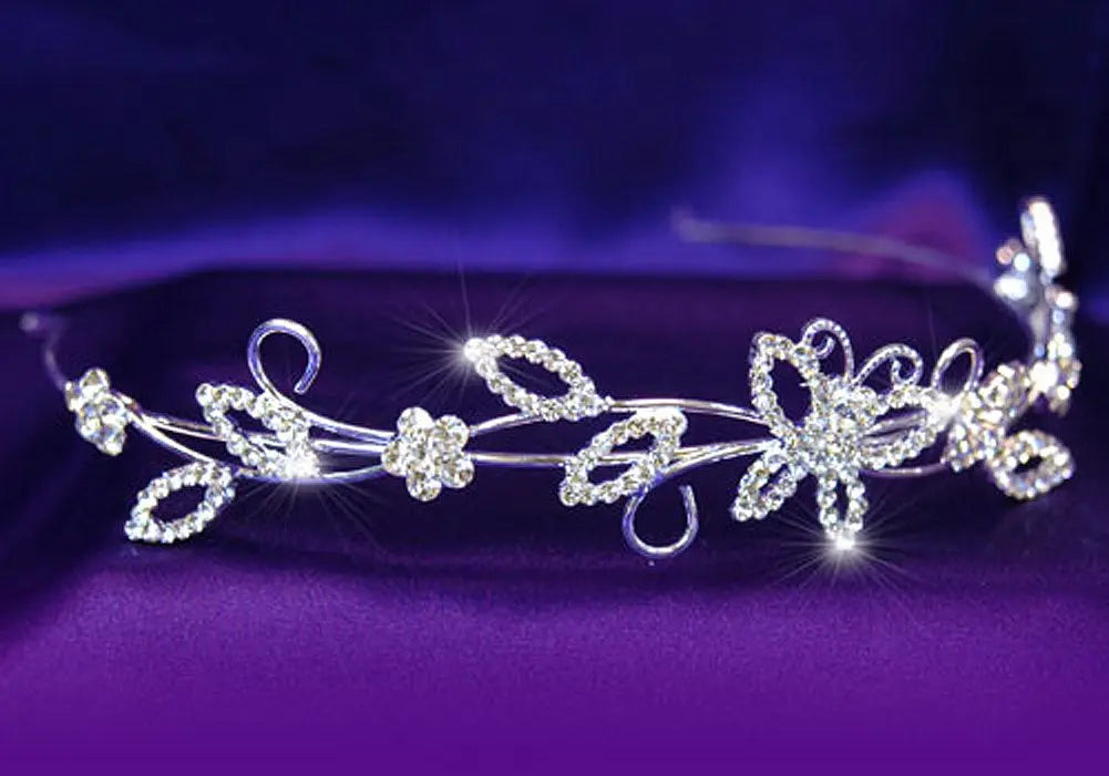 Bridal Wedding Crystal Butterfly Headband Tiara XT1078-2