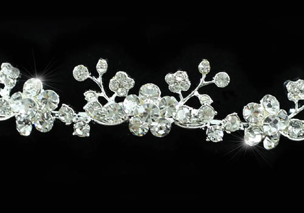 Bridal Wedding Crystal Flowers Headband Tiara XT1132-0