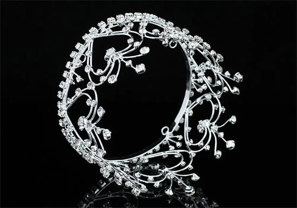 Bridal Wedding Heart Princess Crystal Full Circle Round Mini Tiara Crown XT1598-2