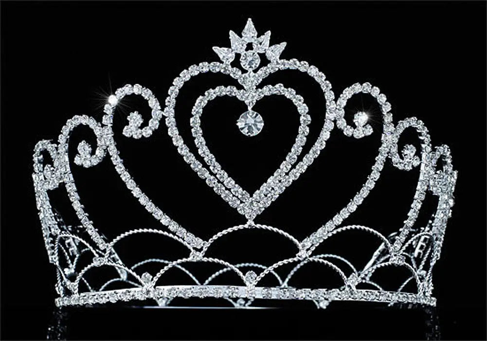 Bridal Wedding Pageant Beauty Contest Heart Tall 4.75" Tiara Full Circle Round Crystal Crown XT1690-0