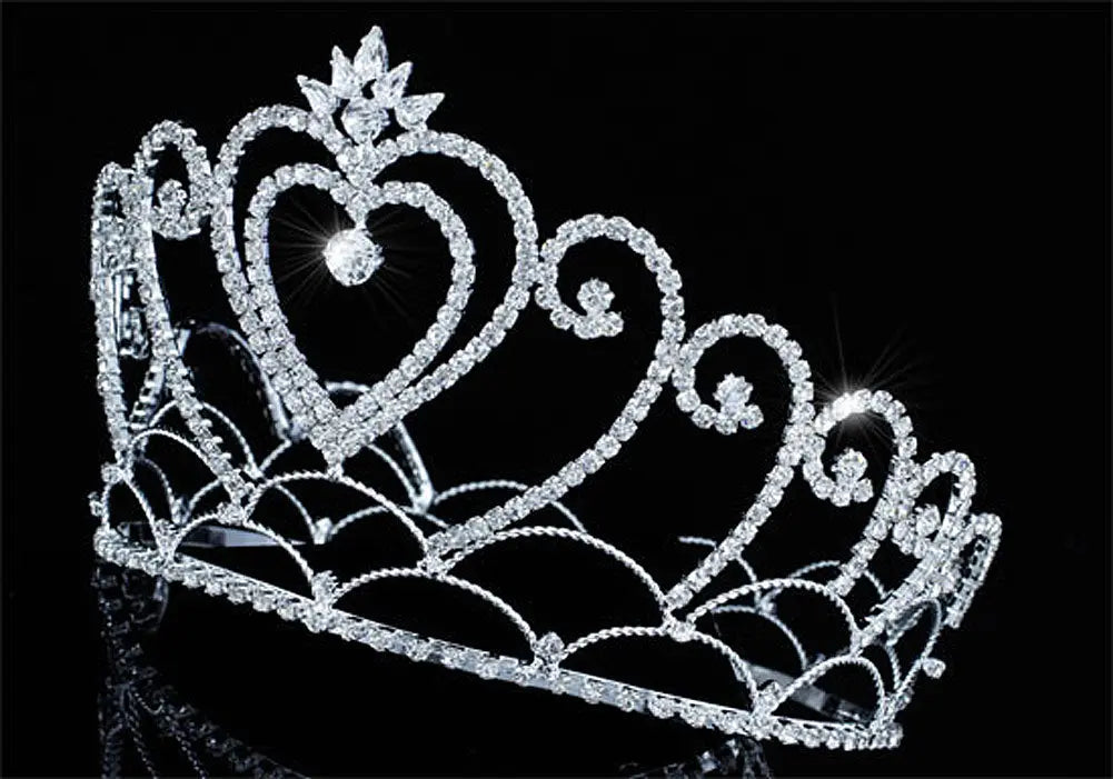 Bridal Wedding Pageant Beauty Contest Heart Tall 4.75" Tiara Full Circle Round Crystal Crown XT1690-1