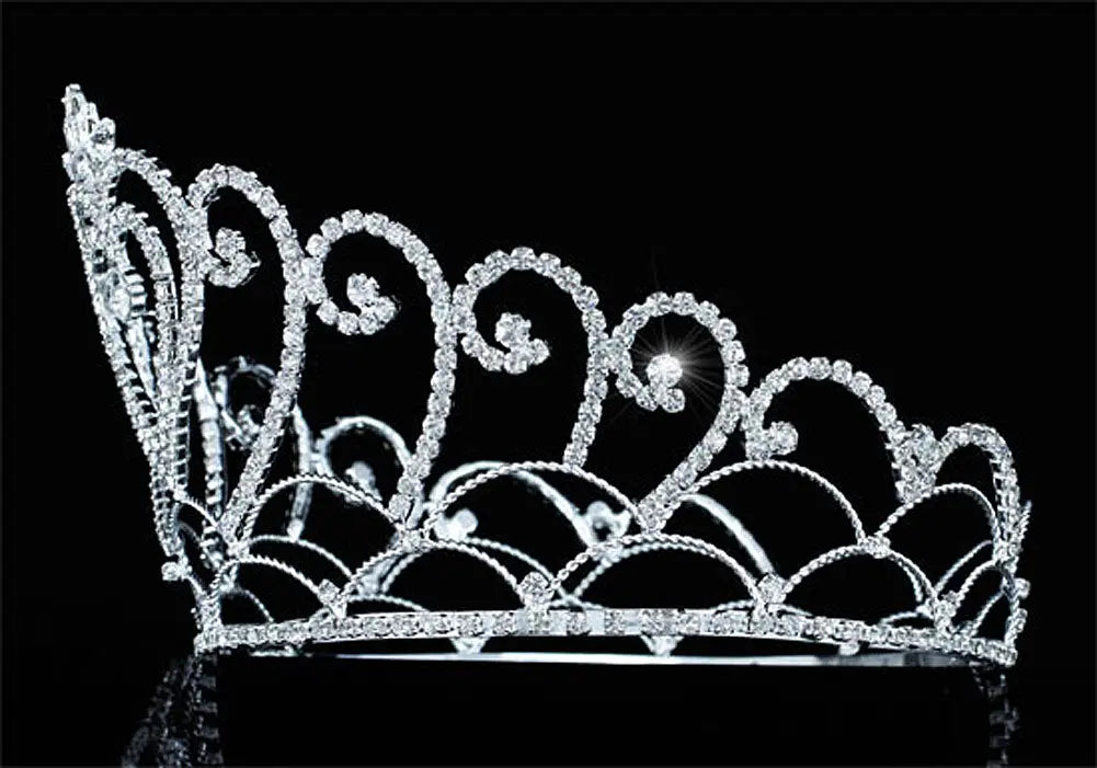 Bridal Wedding Pageant Beauty Contest Heart Tall 4.75" Tiara Full Circle Round Crystal Crown XT1690-2