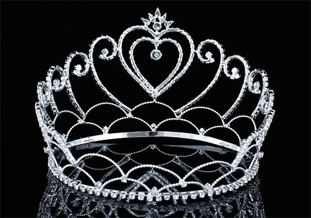 Bridal Wedding Pageant Beauty Contest Heart Tall 4.75" Tiara Full Circle Round Crystal Crown XT1690-3