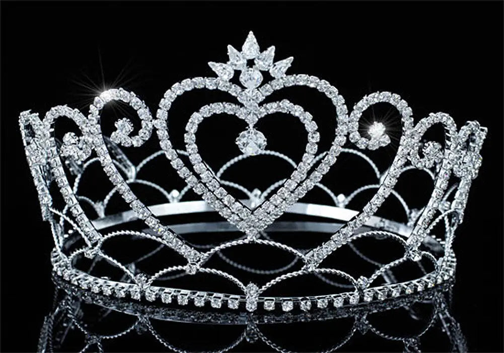 Bridal Wedding Pageant Beauty Contest Heart Tall 4.75" Tiara Full Circle Round Crystal Crown XT1690-4