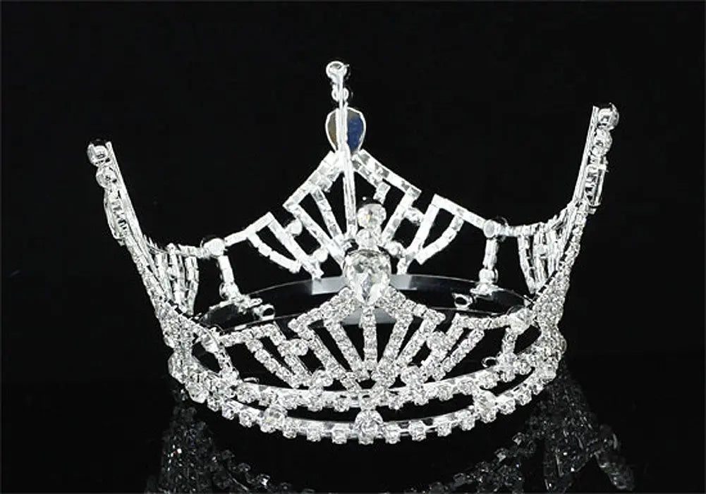 Bridal Wedding Pageant Prom Medium Size Full Circle Round Crown XT1618-0