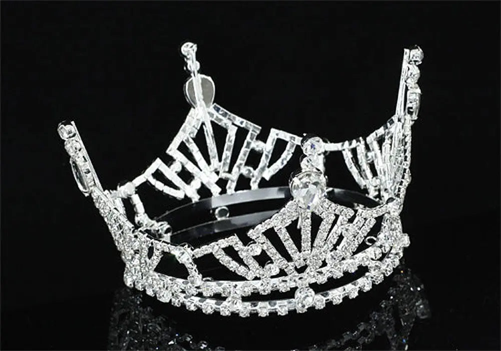 Bridal Wedding Pageant Prom Medium Size Full Circle Round Crown XT1618-2