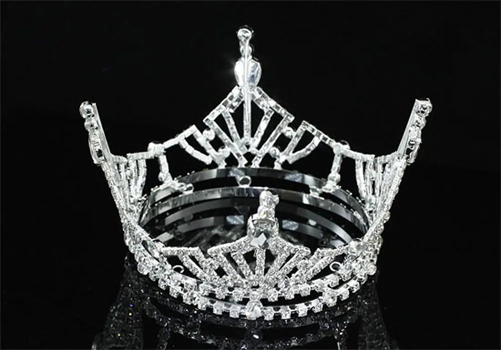 Bridal Wedding Pageant Prom Medium Size Full Circle Round Crown XT1618-3