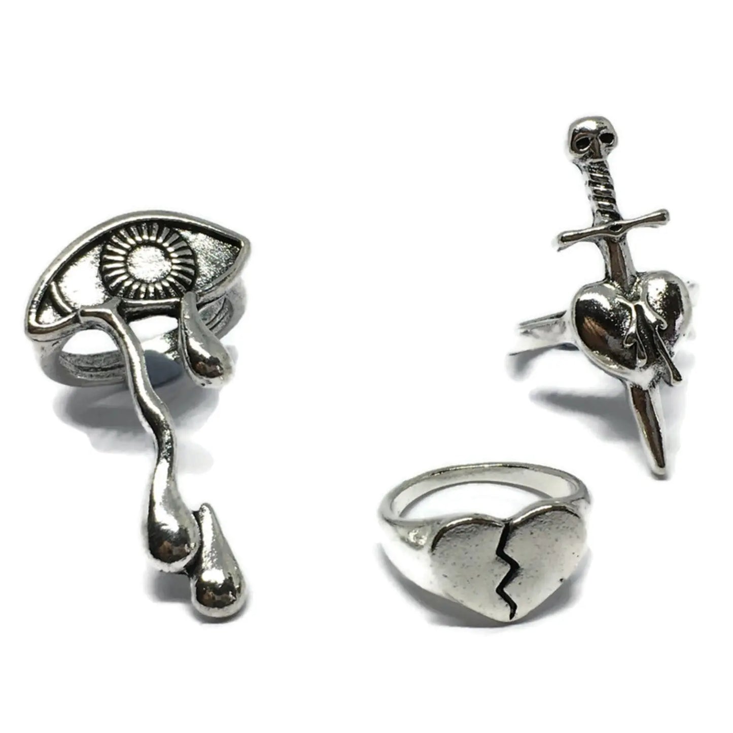 Broken Heart Steel Ring Set-0